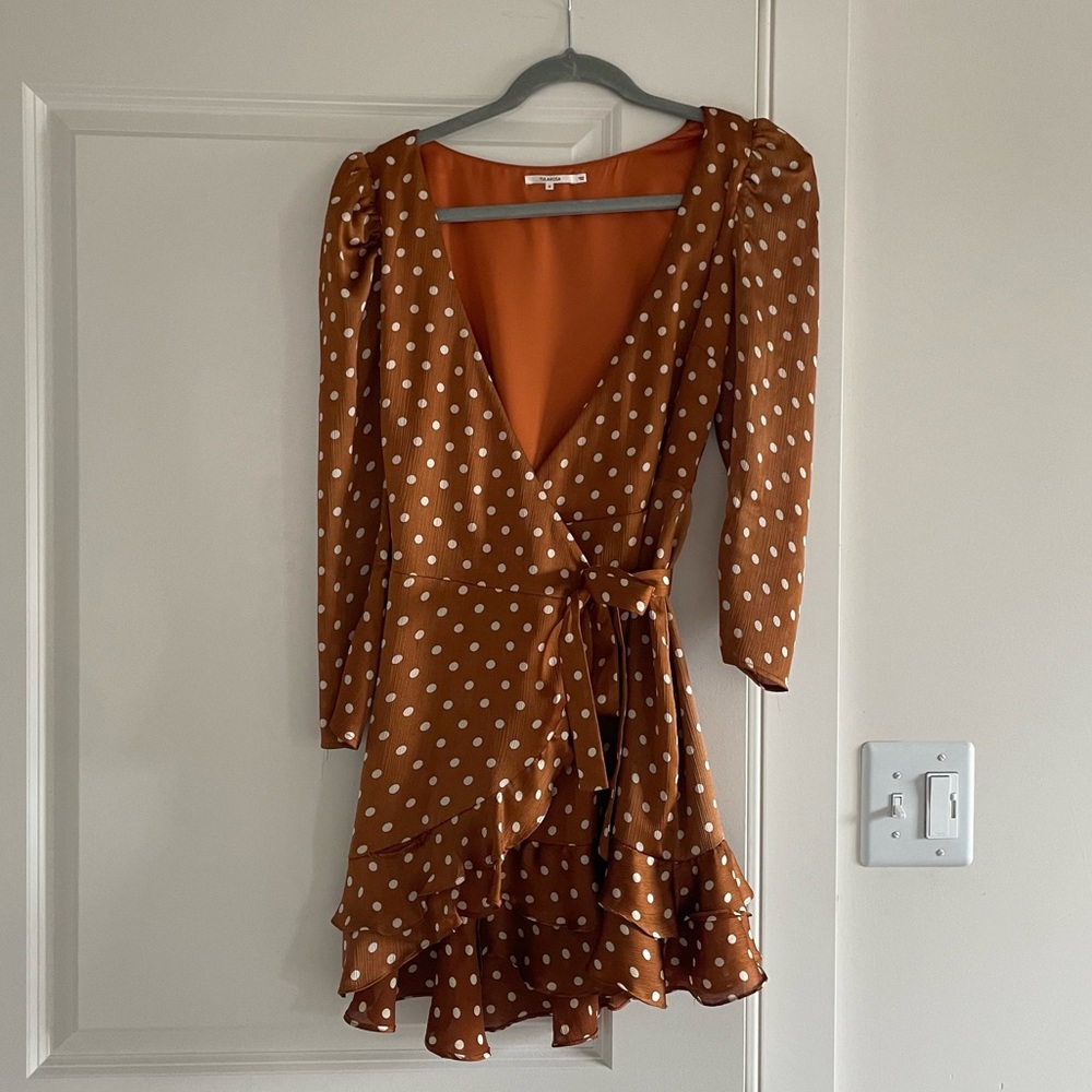 Tularosa Rylan Polka Dot Mini Wrap Dress